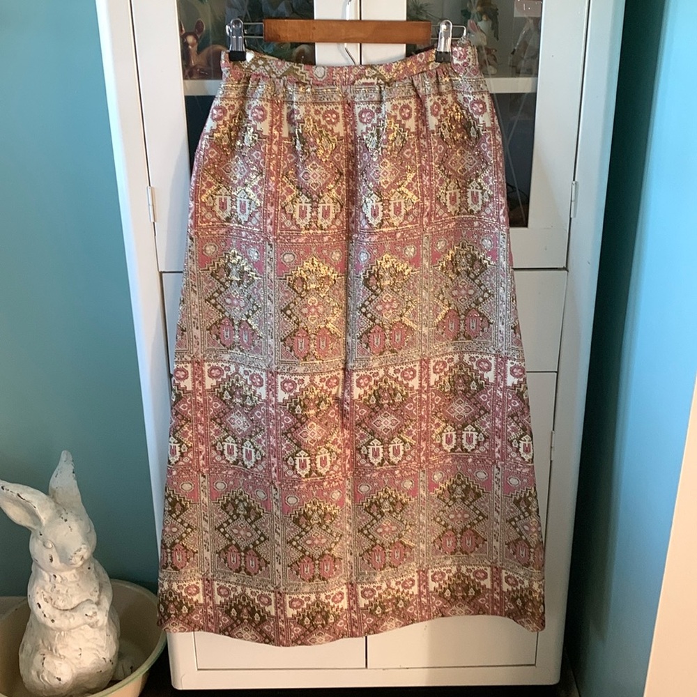 Nelly de Grab New York vintage sz. 14 gorgeous skirt side pocket gold metallic